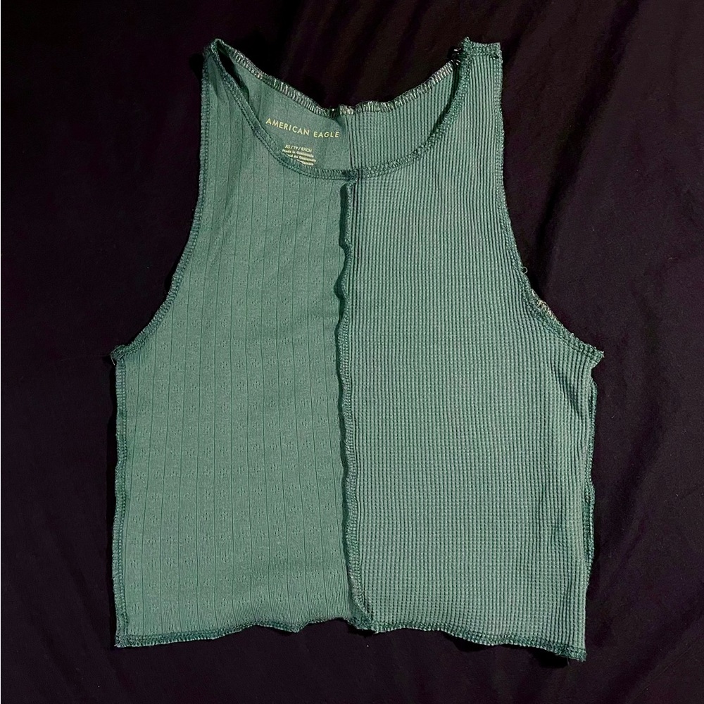 American Eagle Green Patterned Crop Top - image 1